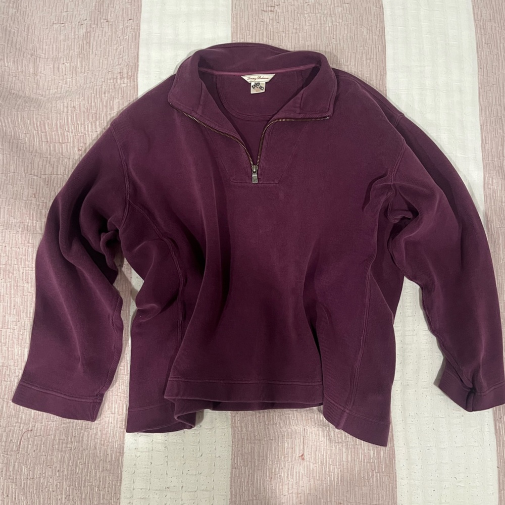 Purple Tommy Bahama quarter-zip pullover sweater